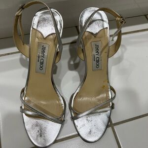 Jimmy Choo heeled sandals in Silver, Women’s Sz 9